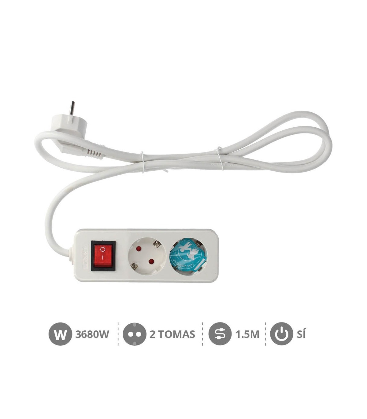 Base Múltiple Mega 2T + Interruptor 3x1.5 mm 1.5 metros