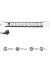 Base Múltiple 9T + Interruptor (3x1.5mm) 1,5m Blanca