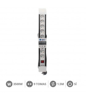 Base Múltiple 9T + Interruptor (3x1.5mm) 1,5m Blanca