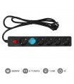 Base Múltiple 6T + Interruptor (3x1.5mm) 1,5m Negra