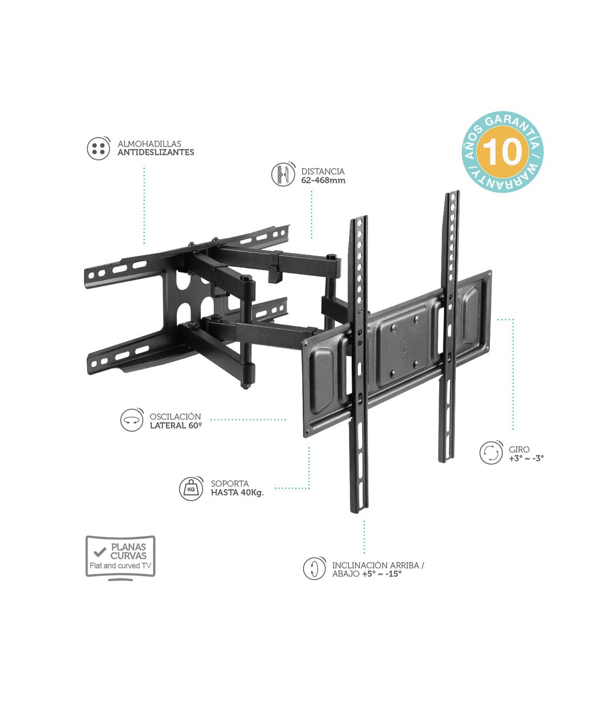 Soporte de TV con brazo doble 32" / 70"