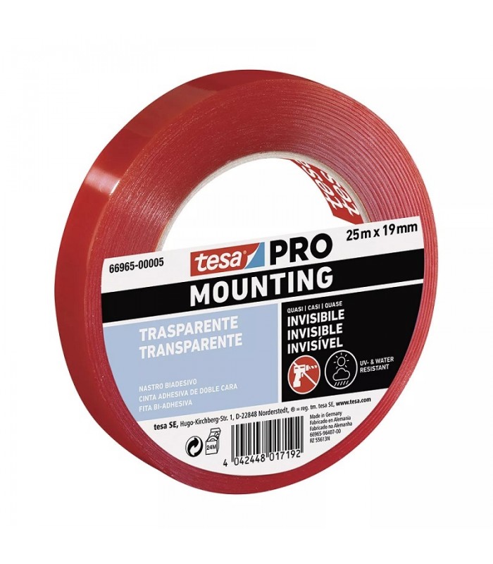 Cinta doble cara MOUNTING PRO superficies lisas 19mmx25m transparente