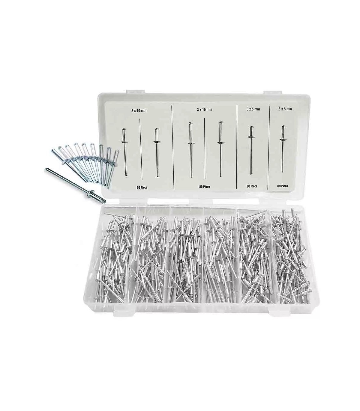 Kit de 320 remaches tamaños varios