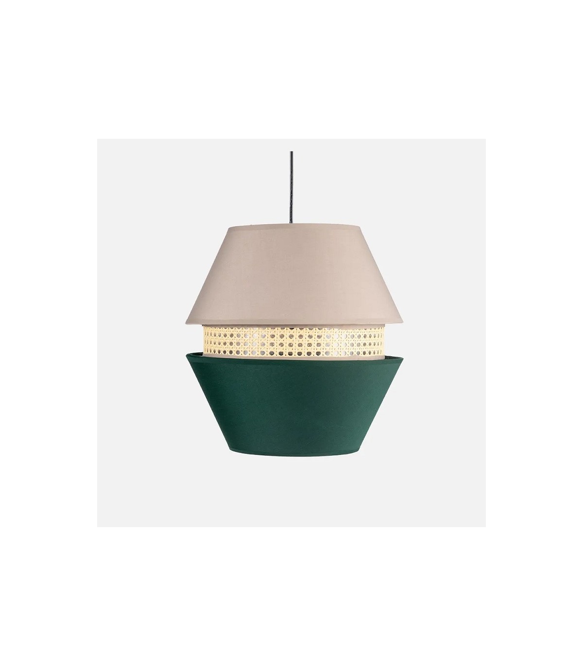 Colgante TRAJANO 1xE27 3 Pantallas Verde / Beige Regulable