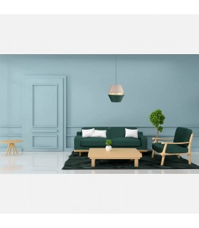 Colgante TRAJANO 1xE27 3 Pantallas Verde / Beige Regulable