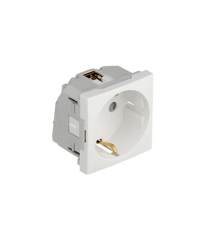 Base Enchufe Schuko con Protección Blanco Mate Q45