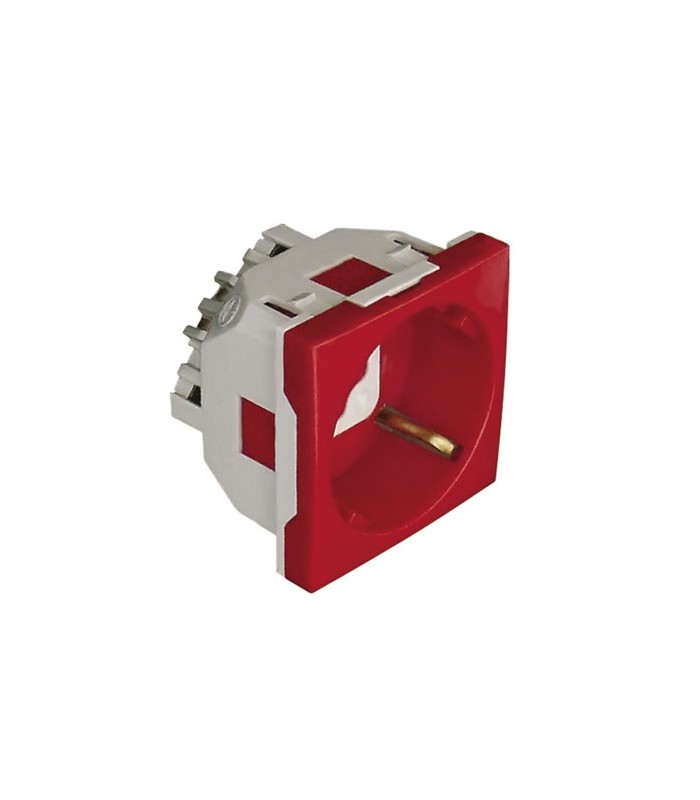 Base Enchufe Schuko 45º con Protección Rojo Q45