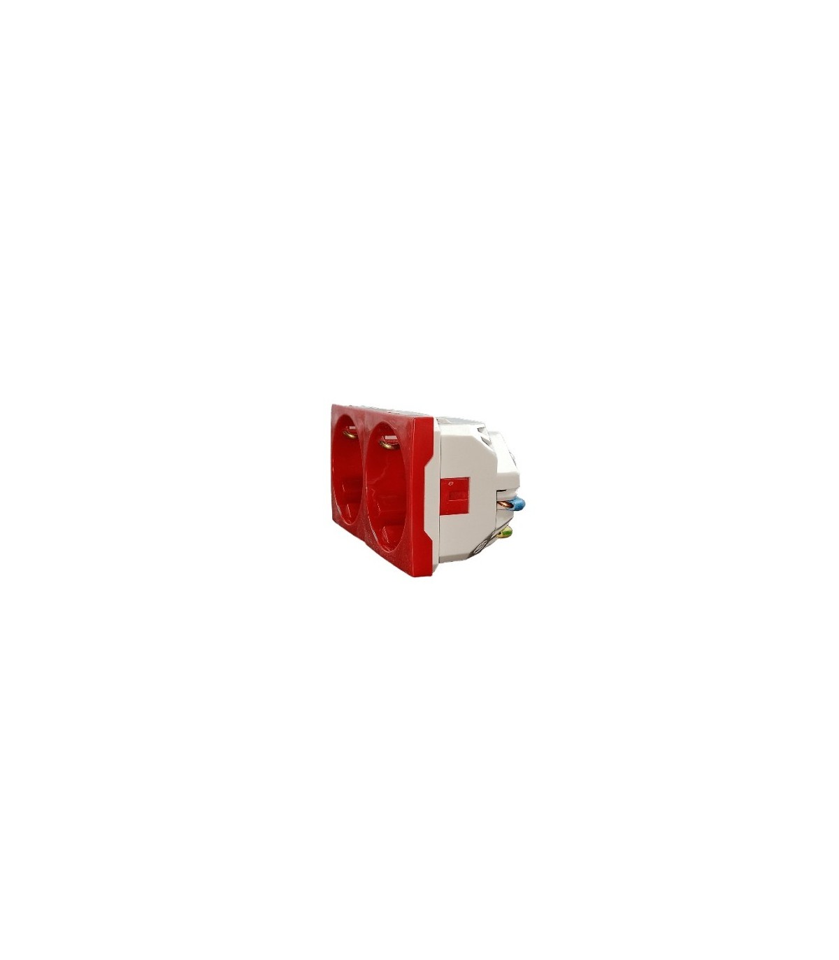 Doble Base Enchufe Schuko 45º Rojo Q45