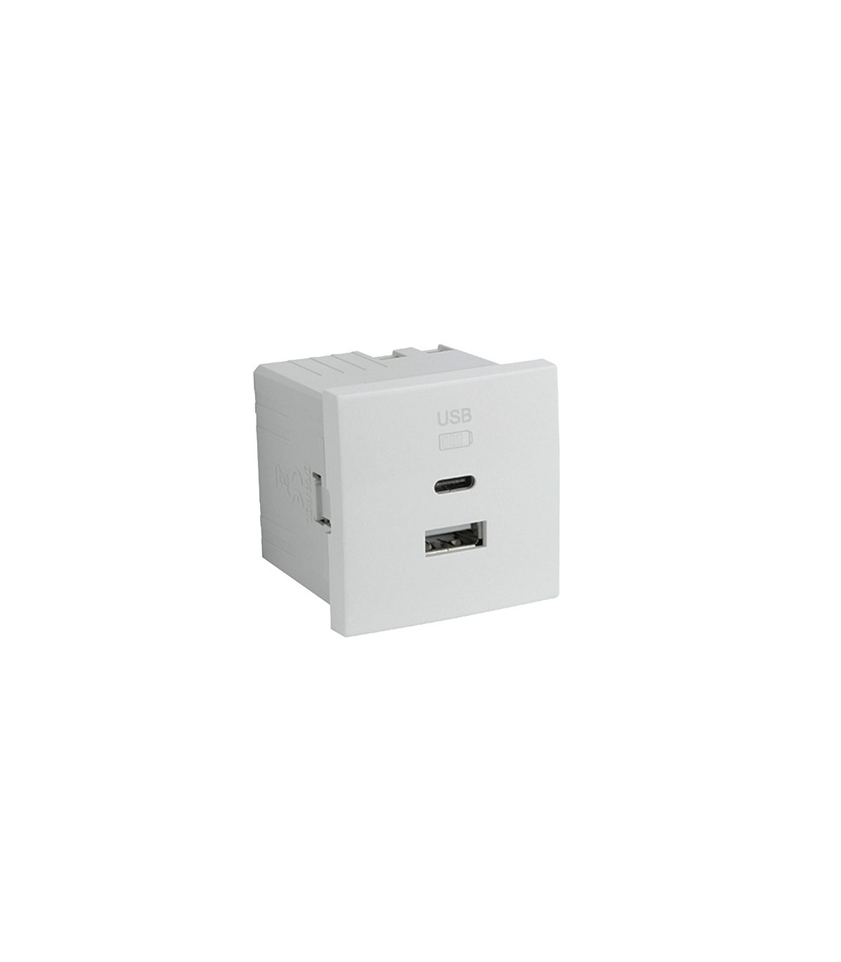 Cargador doble USB Tipo A + Tipo C 2 Módulos Blanco Q45