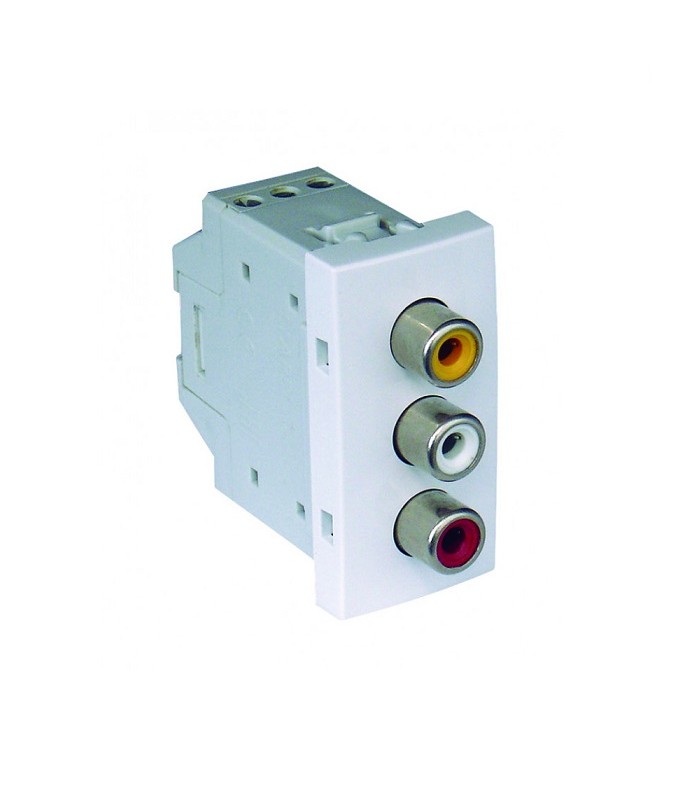 Toma 3 RCA Hembra 1 Módulo Blanco Q45