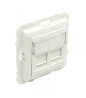 Tapa con Soporte para 2 Conectores RJ45 Blanco APOLO 5000
