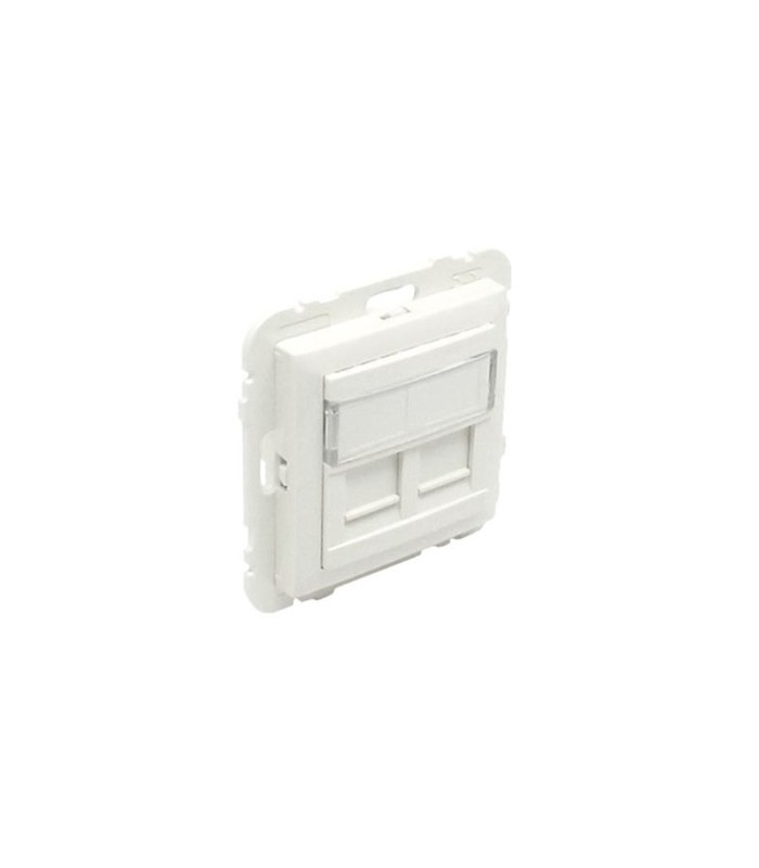 Tapa con Soporte para 2 Conectores RJ45 Blanco APOLO 5000