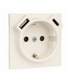Tapa Base Schuko + USB Tipo A y C Perla Logus 90
