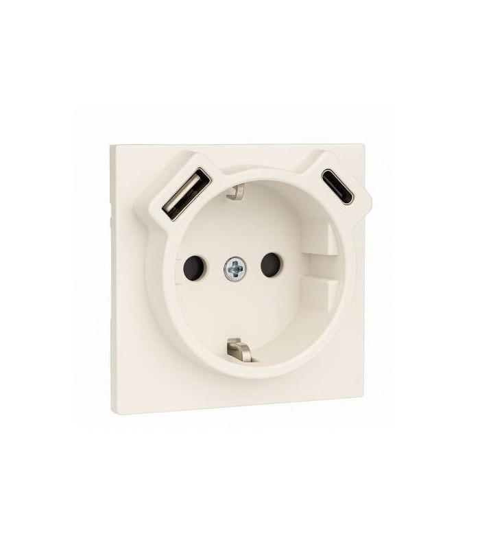 Tapa Base Schuko + USB Tipo A y C Perla Logus 90