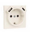 Tapa Base Schuko + USB Tipo A y C Perla Logus 90