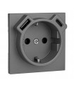 Tapa Base Schuko + USB Tipo A y C Gris Logus 90