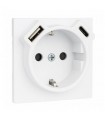 Tapa Base Schuko + USB Tipo A y C Hielo Logus 90