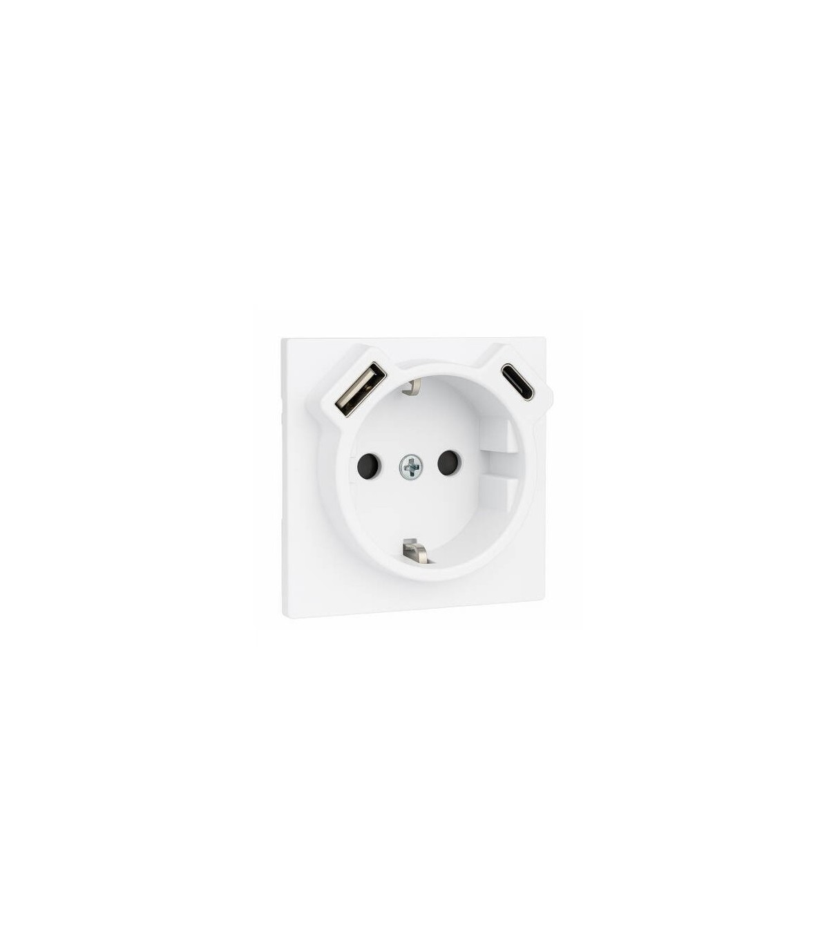 Tapa Base Schuko + USB Tipo A y C Hielo Logus 90