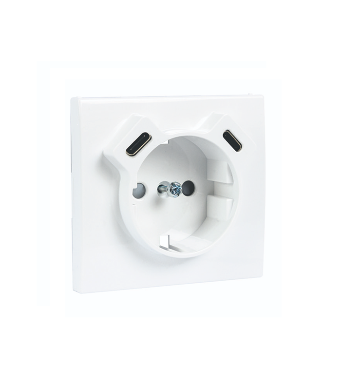 Tapa Base Schuko + USB Tipo C y Tipo C Blanco APOLO 5000