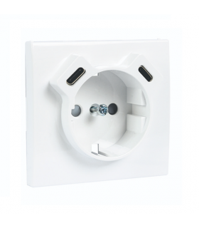 Tapa Base Schuko + USB Tipo C y Tipo C Blanco Mate APOLO 5000