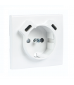 Tapa Base Schuko + USB Tipo C y Tipo C Blanco Mate APOLO 5000