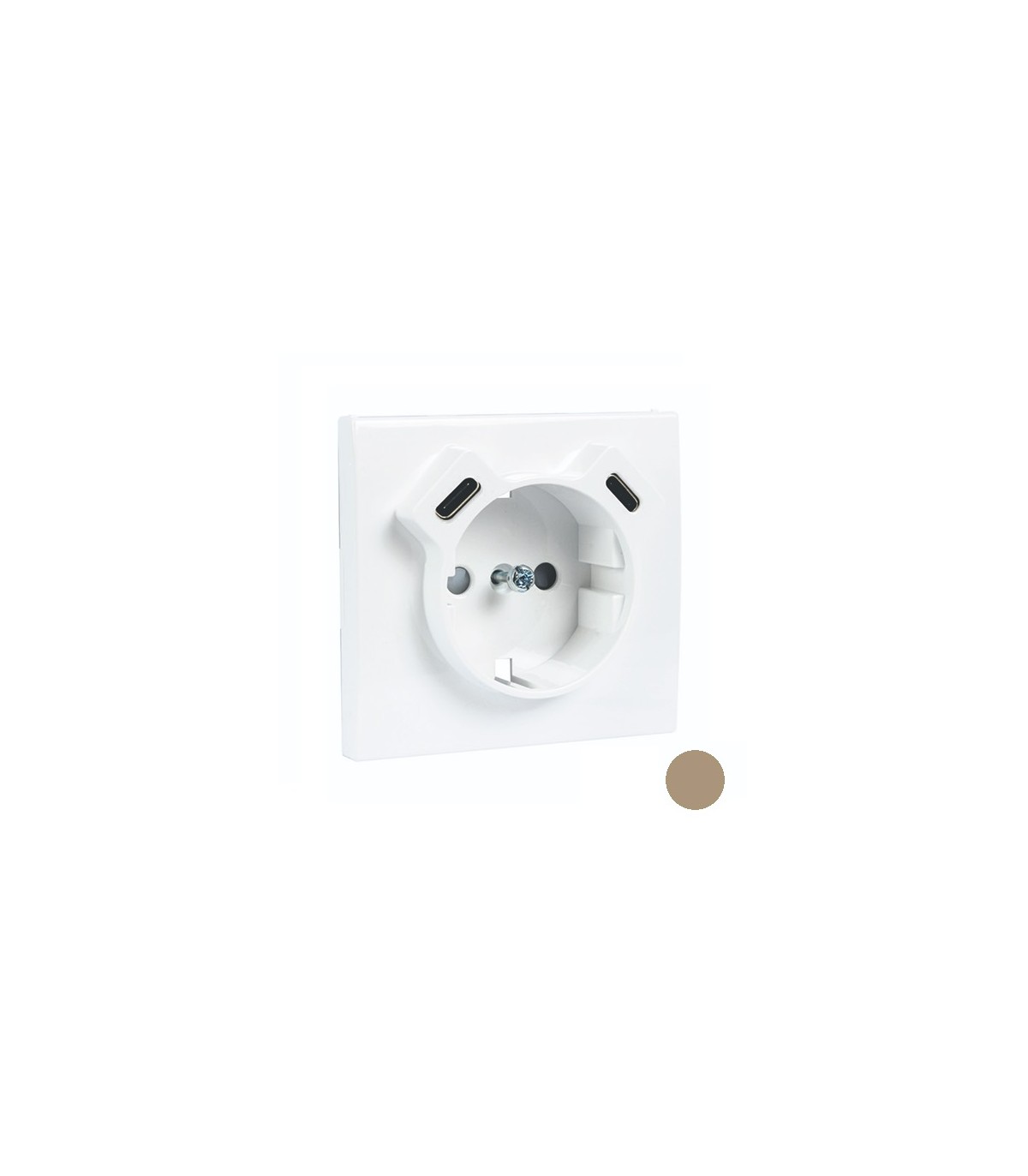 Tapa Base Schuko + USB Tipo C y Tipo C Champán APOLO 5000