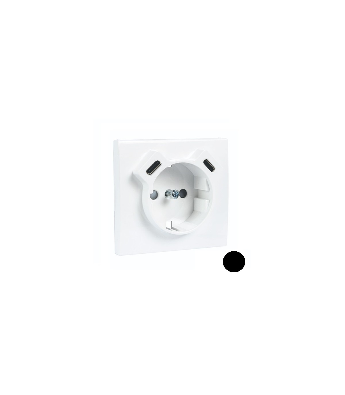 Tapa Base Schuko + USB Tipo C y Tipo C Negro Mate APOLO 5000