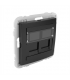 Tapa con Soporte Dos Conectores RJ45 Negro Mate Logus 90