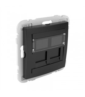 Tapa con Soporte Dos Conectores RJ45 Negro Mate Logus 90
