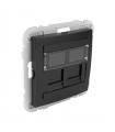 Tapa con Soporte Dos Conectores RJ45 Negro Mate Logus 90