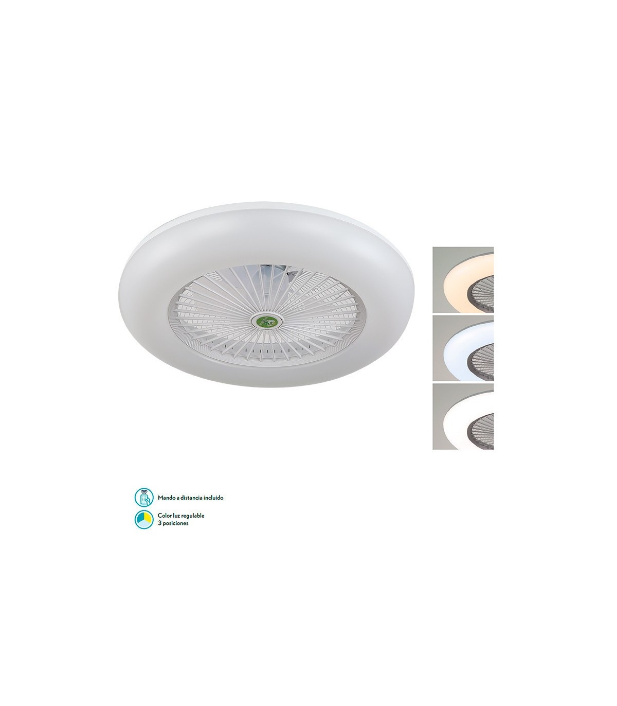 Ventilador de Techo LED Raki Plata 80W 6.400Lm 3000K/4500K/6000K + Mando