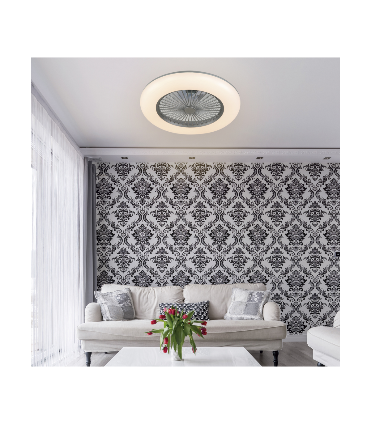 Ventilador de Techo LED Raki Plata 80W 6.400Lm 3000K/4500K/6000K + Mando