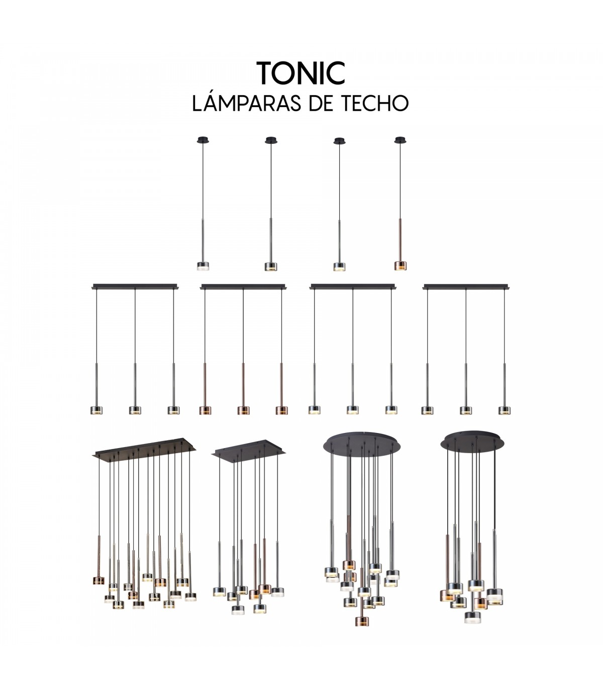 Colgante TONIC 1xGX53 Cobre Regulable Altura