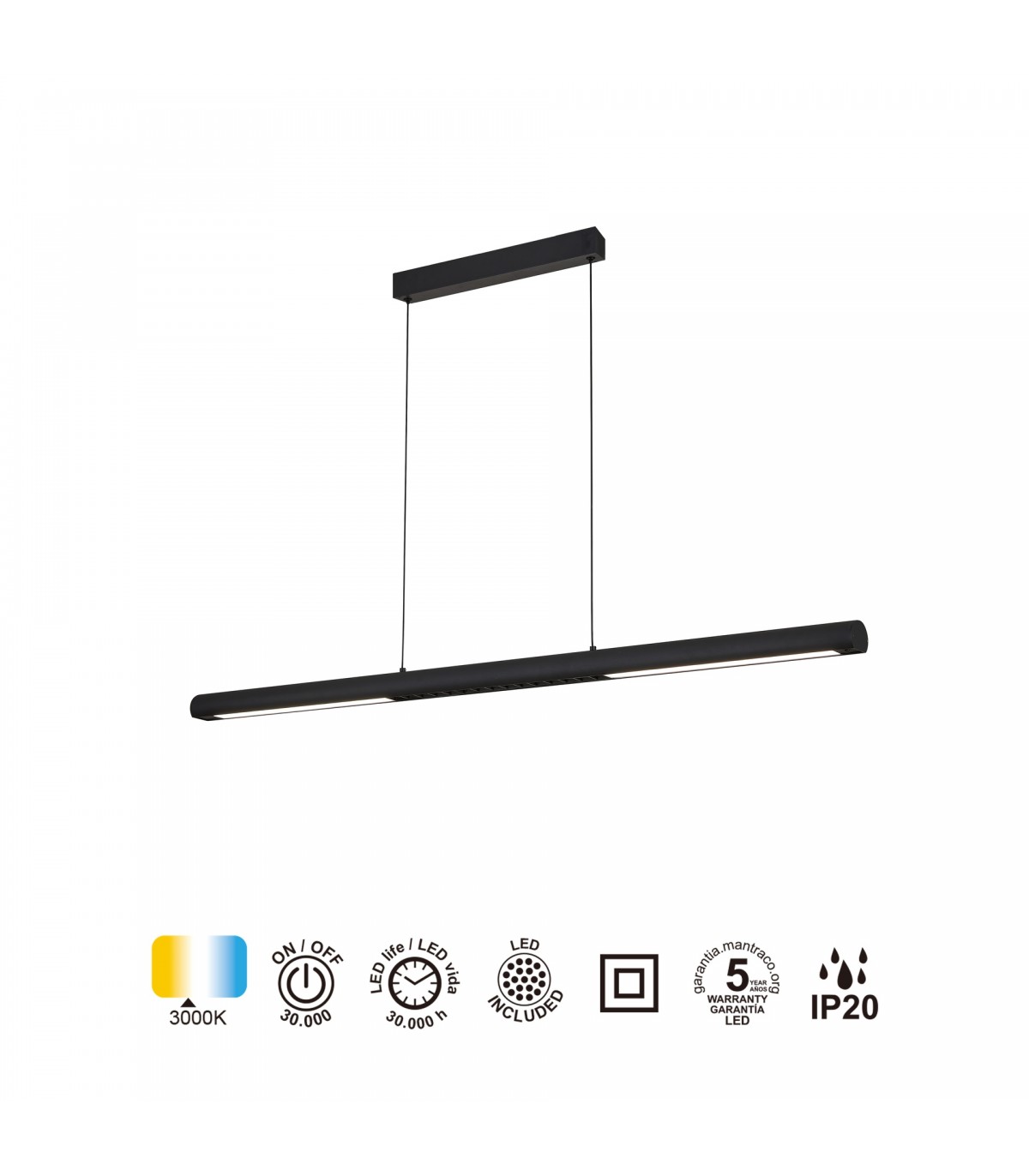 Lámpara Colgante LINEAL 24W 2970Lm Negro