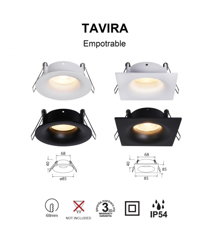Aro Empotrable TABIRA Redondo Negro IP54
