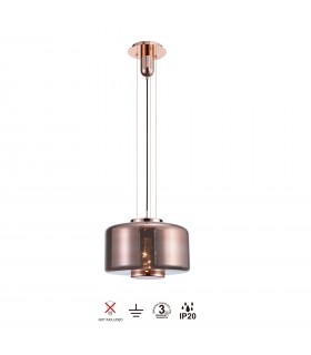 Colgante JARRAS Grande 1xE27 Cristal/Cobre Regulable Altura