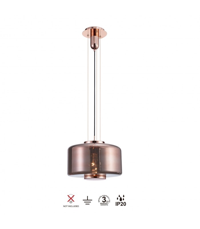 Colgante JARRAS Grande 1xE27 Cristal/Cobre Regulable Altura