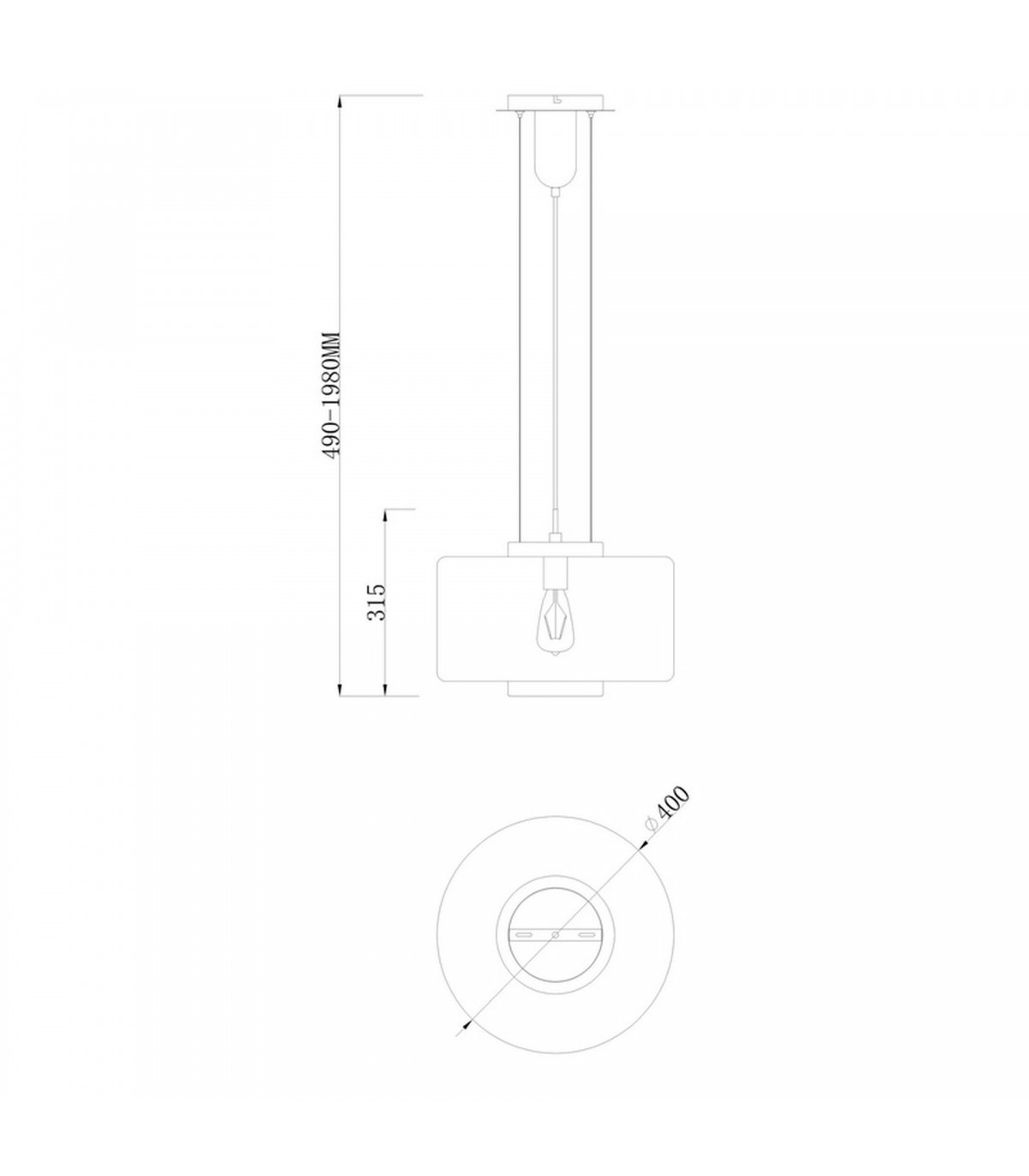Colgante JARRAS Grande 1xE27 Cristal/Cobre Regulable Altura