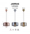 Colgante JARRAS Grande 1xE27 Cristal/Cobre Regulable Altura