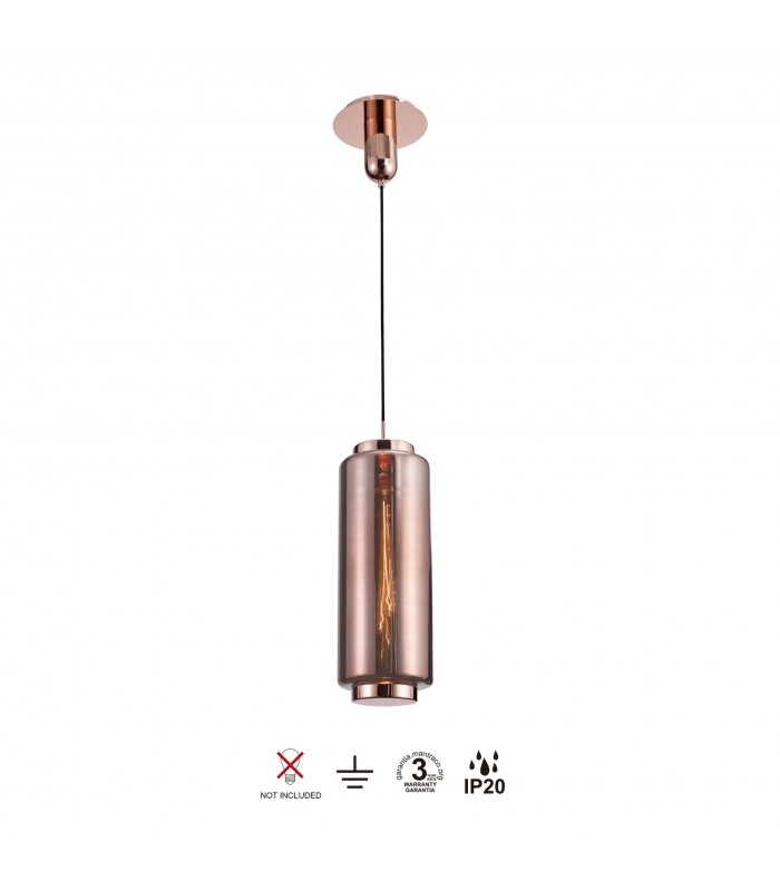 Colgante JARRAS Pequeño 1xE27 Cristal/Cobre Regulable Altura