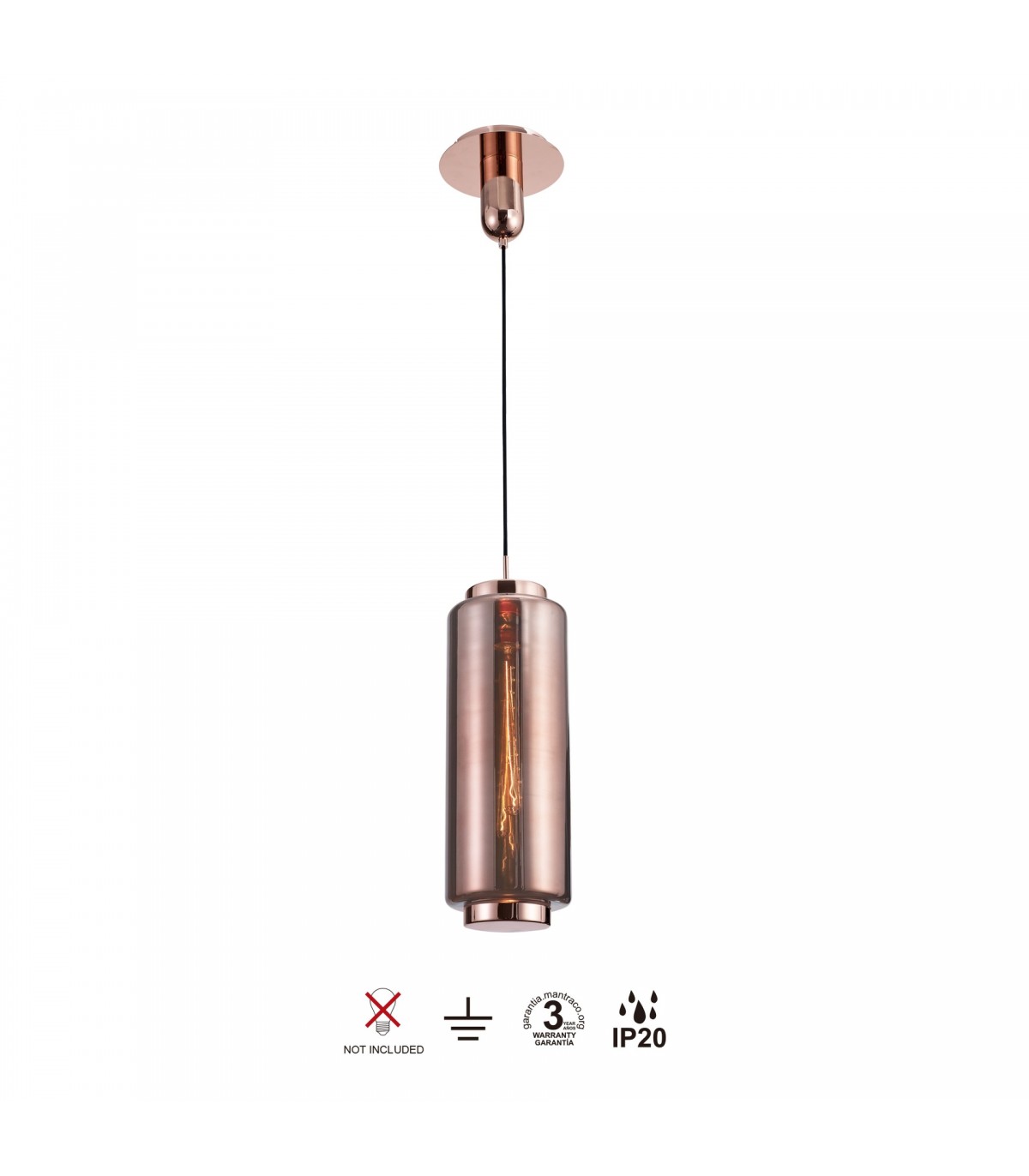 Colgante JARRAS Pequeño 1xE27 Cristal/Cobre Regulable Altura