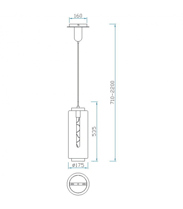 Colgante JARRAS Pequeño 1xE27 Cristal/Cobre Regulable Altura
