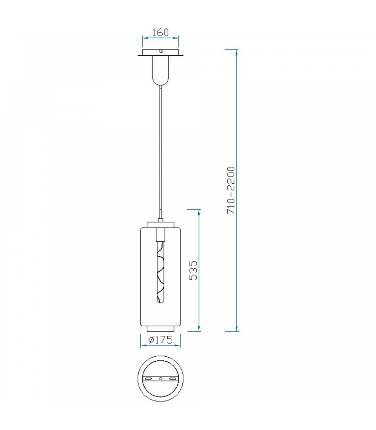 Colgante JARRAS Pequeño 1xE27 Cristal/Cobre Regulable Altura
