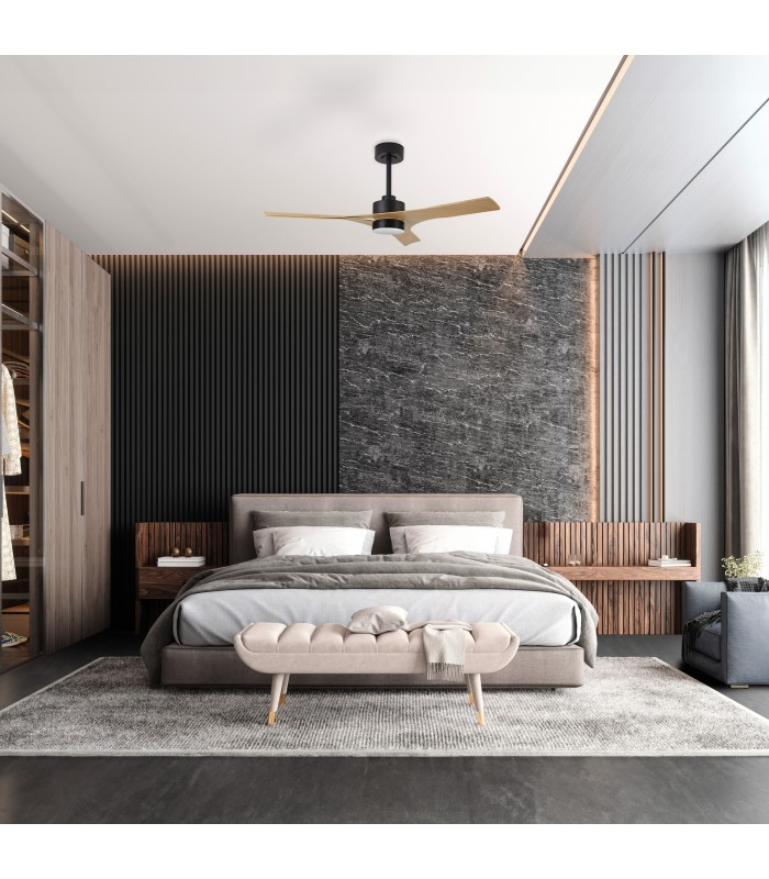 Ventilador THAY DC APP Negro/Madera 30W 3300Lm 3 Aspas CCT