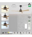 Ventilador THAY DC APP Negro/Madera 30W 3300Lm 3 Aspas CCT