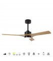 Ventilador THAY DC APP Negro/Madera 30W 3300Lm 3 Aspas CCT