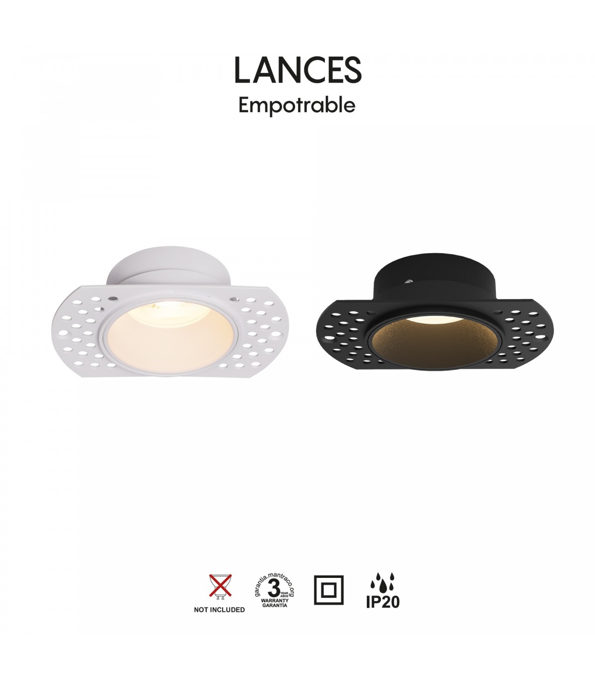 Aro Empotrable Yeso LANCES Redondo Negro