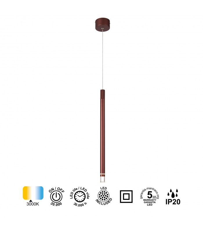 Colgante MOANA Oro Rosa 1L 7W 400Lm IP20 Regulable Altura