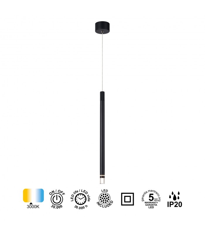 Colgante MOANA Negro 1L 7W 400Lm IP20 Regulable Altura