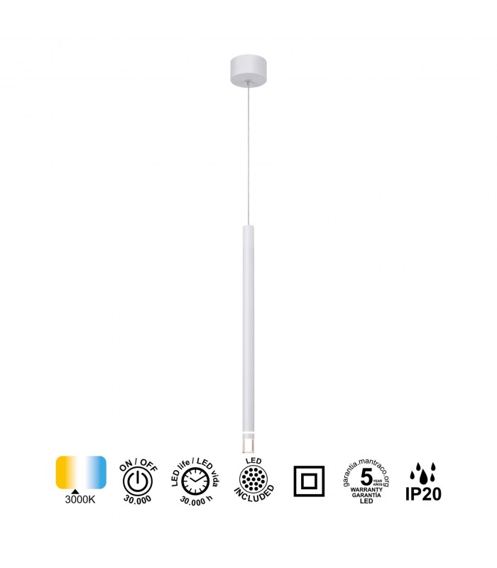 Colgante MOANA Blanco 1L 7W 400Lm IP20 Regulable Altura